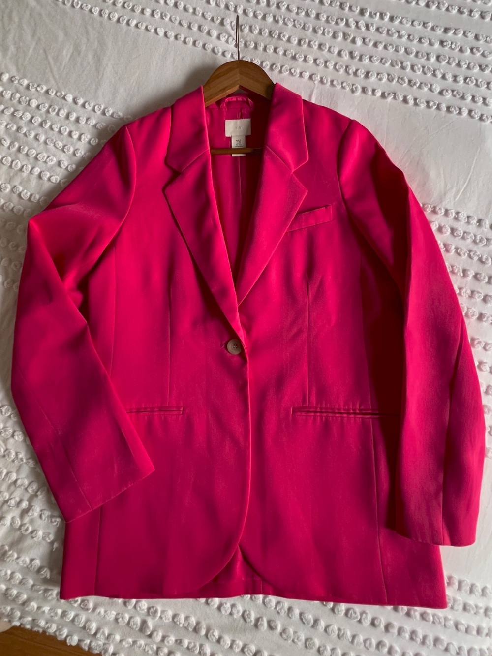 Hot Pink Single-Button Blazer Jacket
